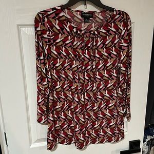 NWT Liz Claiborne medium red patterned blouse.